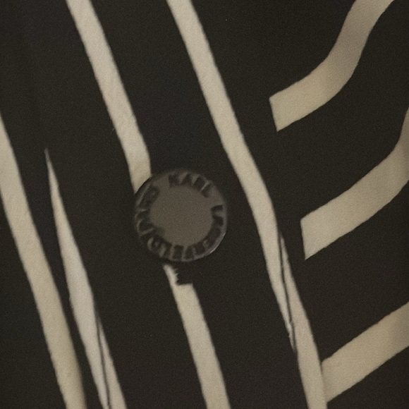 KARL LAGERFELD PARIS Striped Belted Shirtdress Black White Dress Work Party Sz 6 - Picture 6 of 9